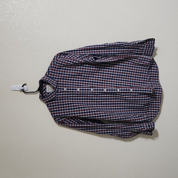 Billy Reid Button Down Dress Shirt Blue/Red Minimalist Plaid Size Men's Med - Picture 1 of 6